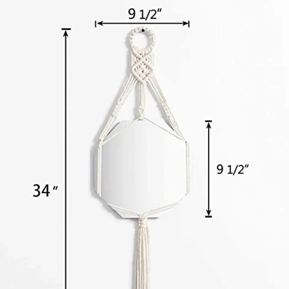 Boho Macrame Wall Hanging Mirror Geometric NWT